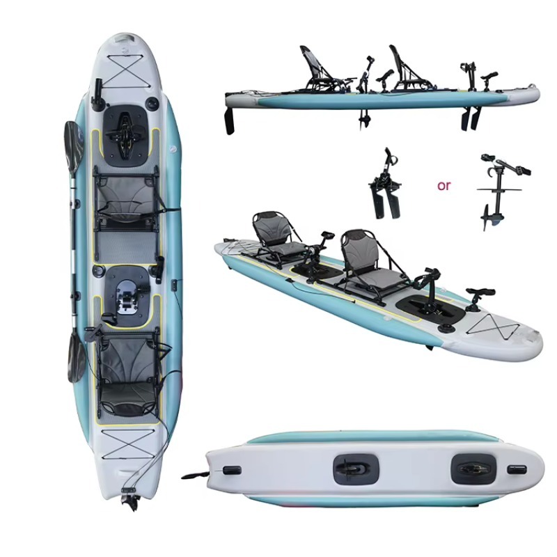 Fishing Kayak Pedal Drive - 13.8ft Inflatable Pedal Kayak 2-Person Fishing